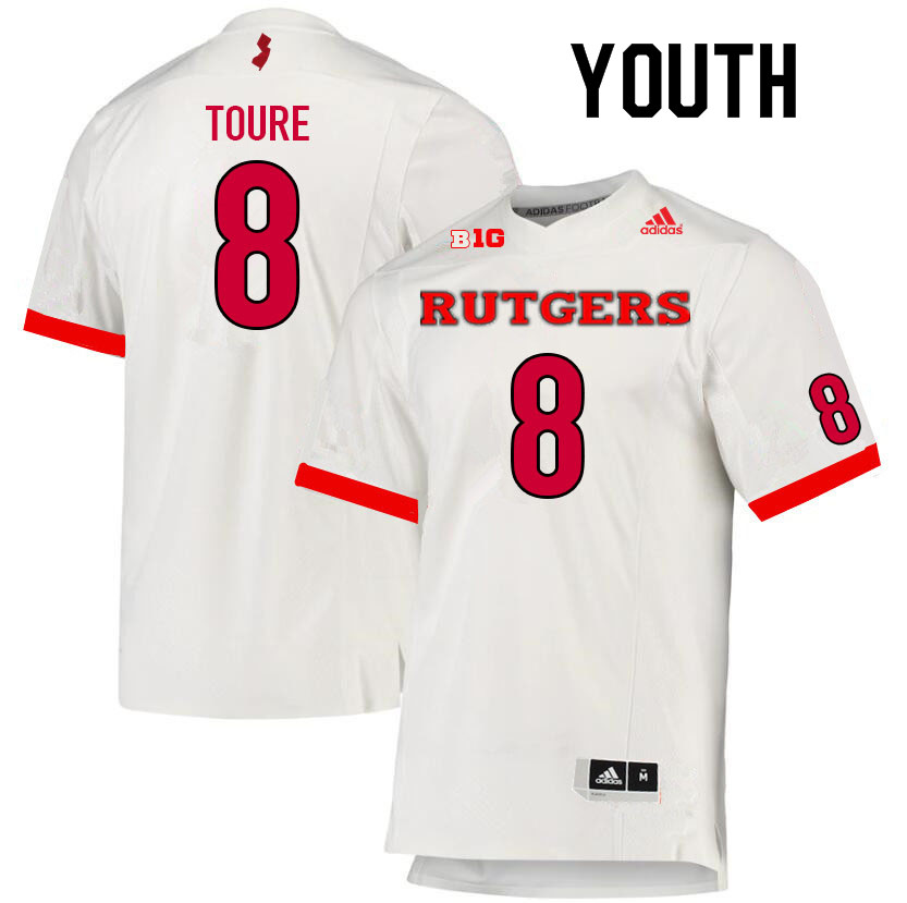 Youth #8 Mohamed Toure Rutgers Scarlet Knights College Football Jerseys Sale-White - Click Image to Close
